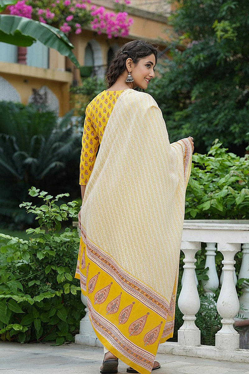 Yellow Rayon Blend Straight Suit Set - Yellow