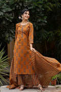 Mustard Rayon Blend Straight Suit Set - Yellow