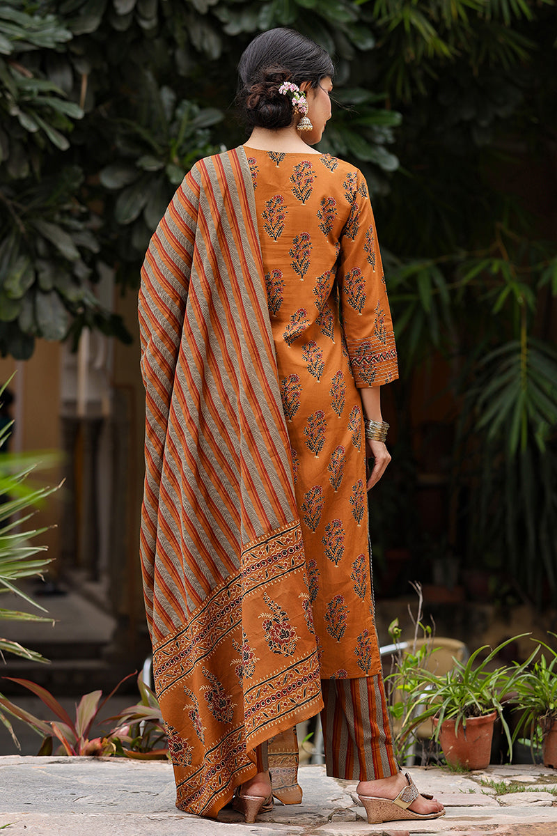 Mustard Rayon Blend Straight Suit Set - Yellow