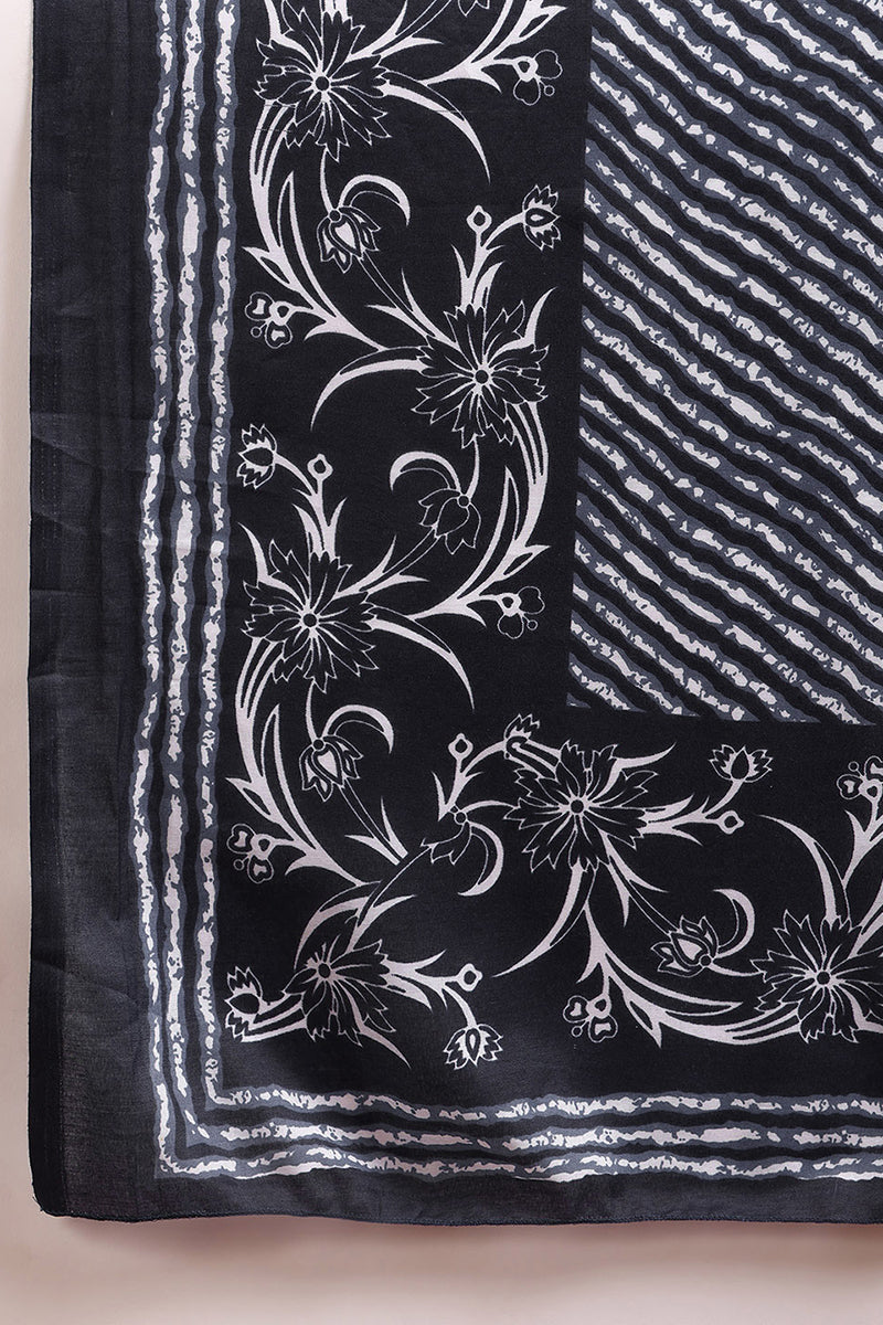 Navy Blue Rayon Blend Bandhani Printed Straight Suit Set - Blue