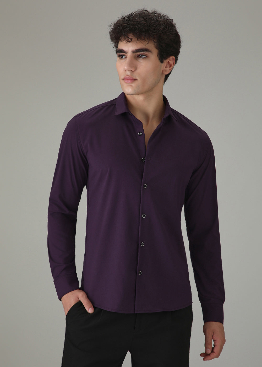 Violet Plain Wrinkle Free Shirt