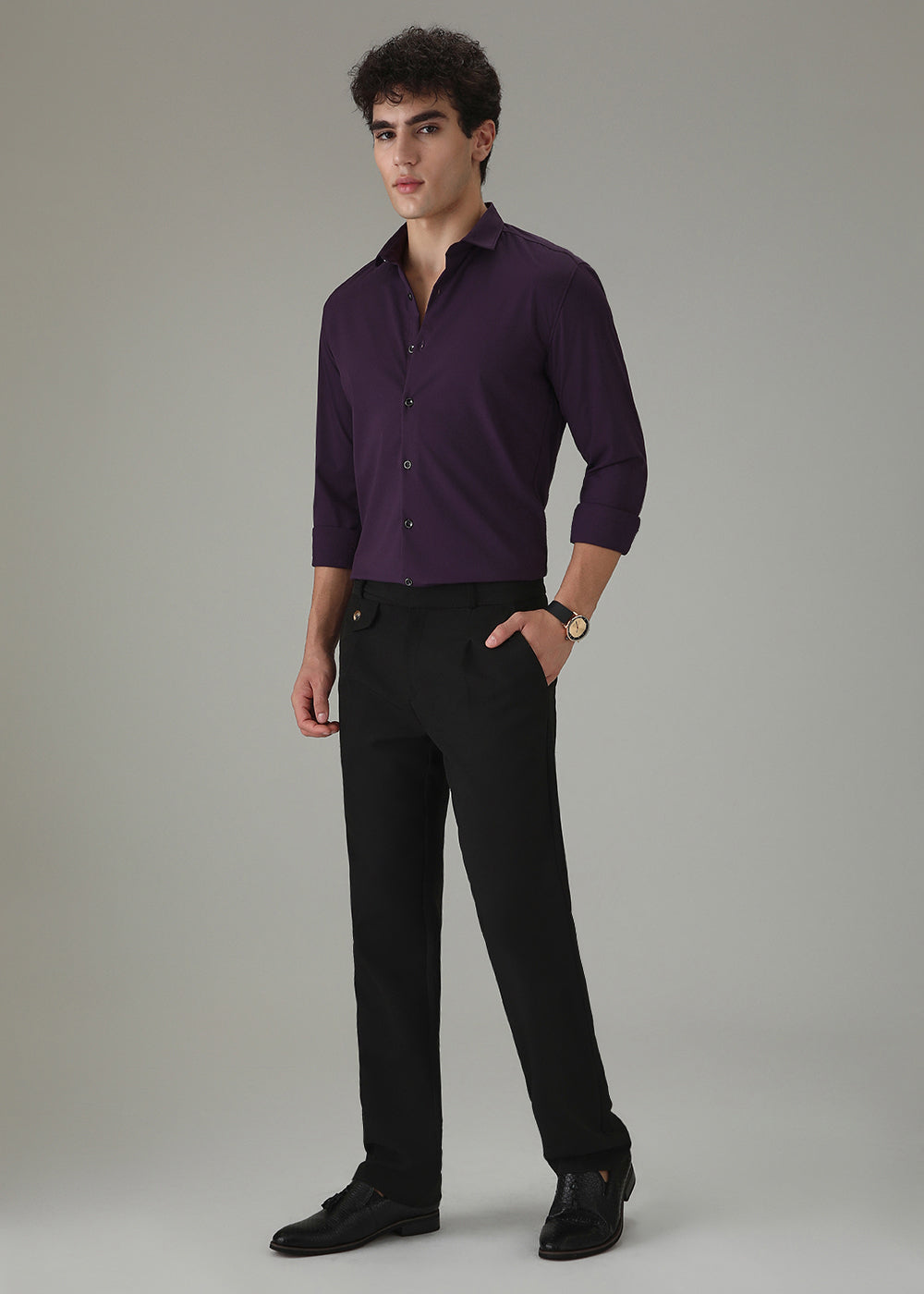 Violet Plain Wrinkle Free Shirt