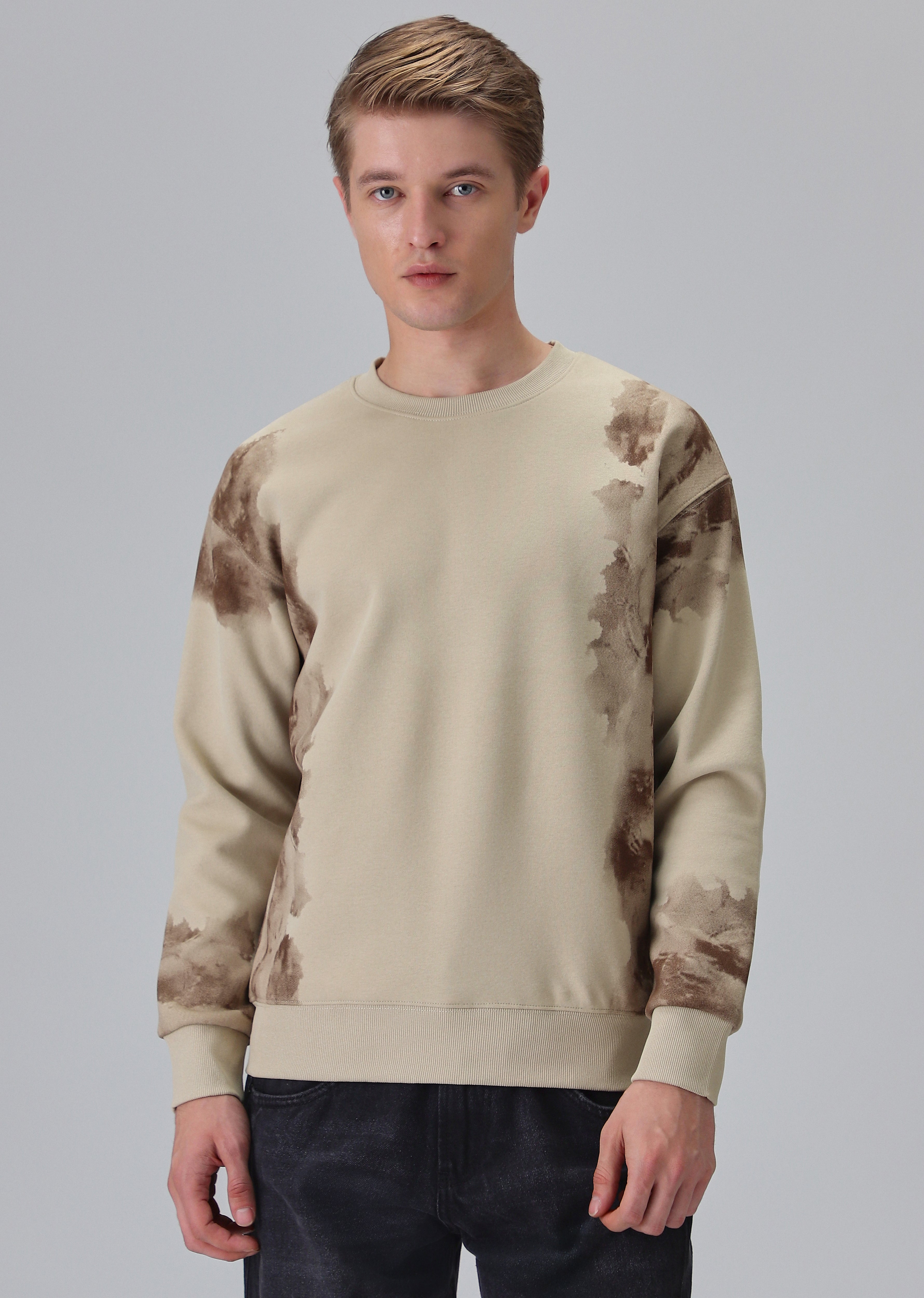 Waved Biege Sweatshirt
