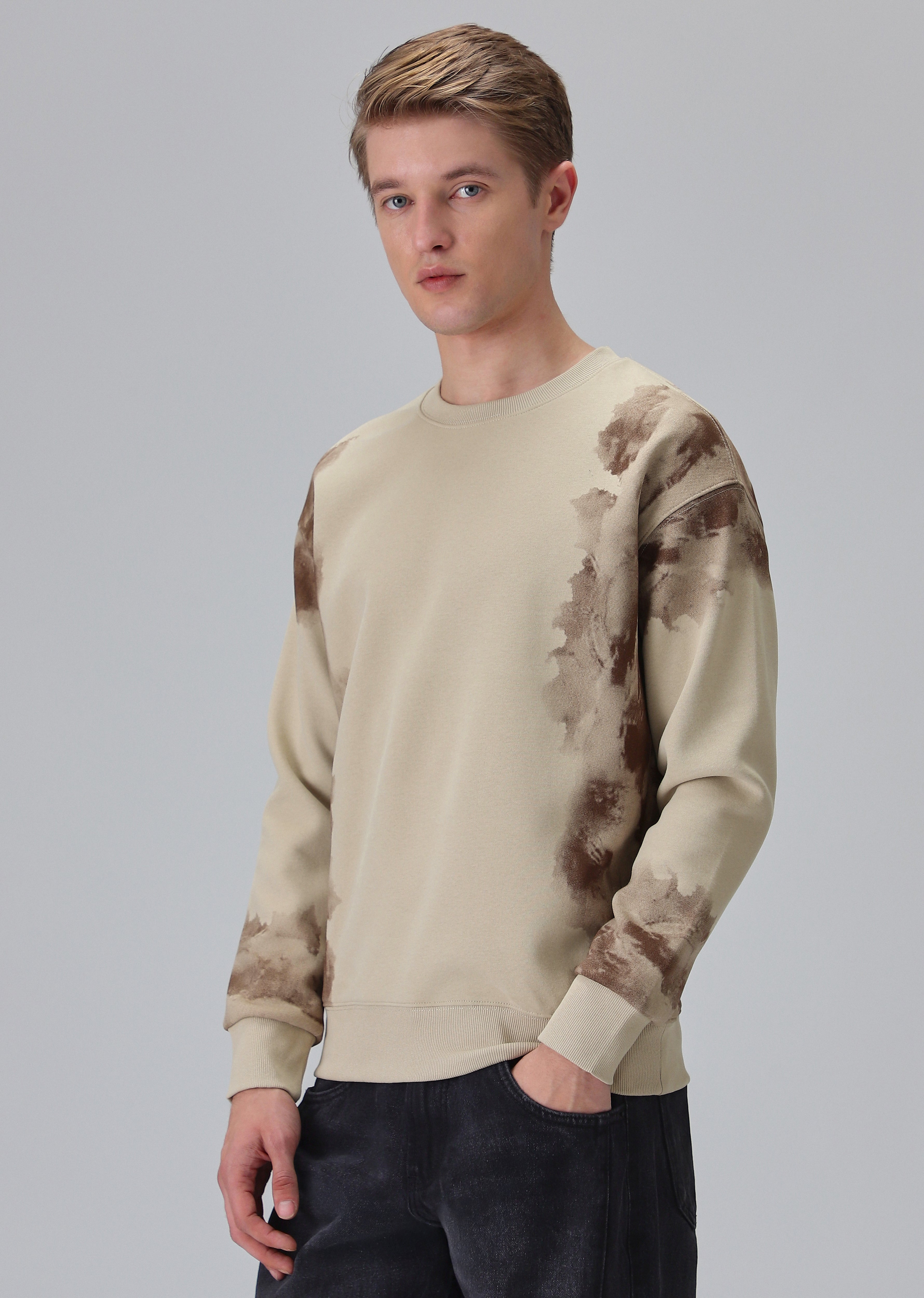 Waved Biege Sweatshirt