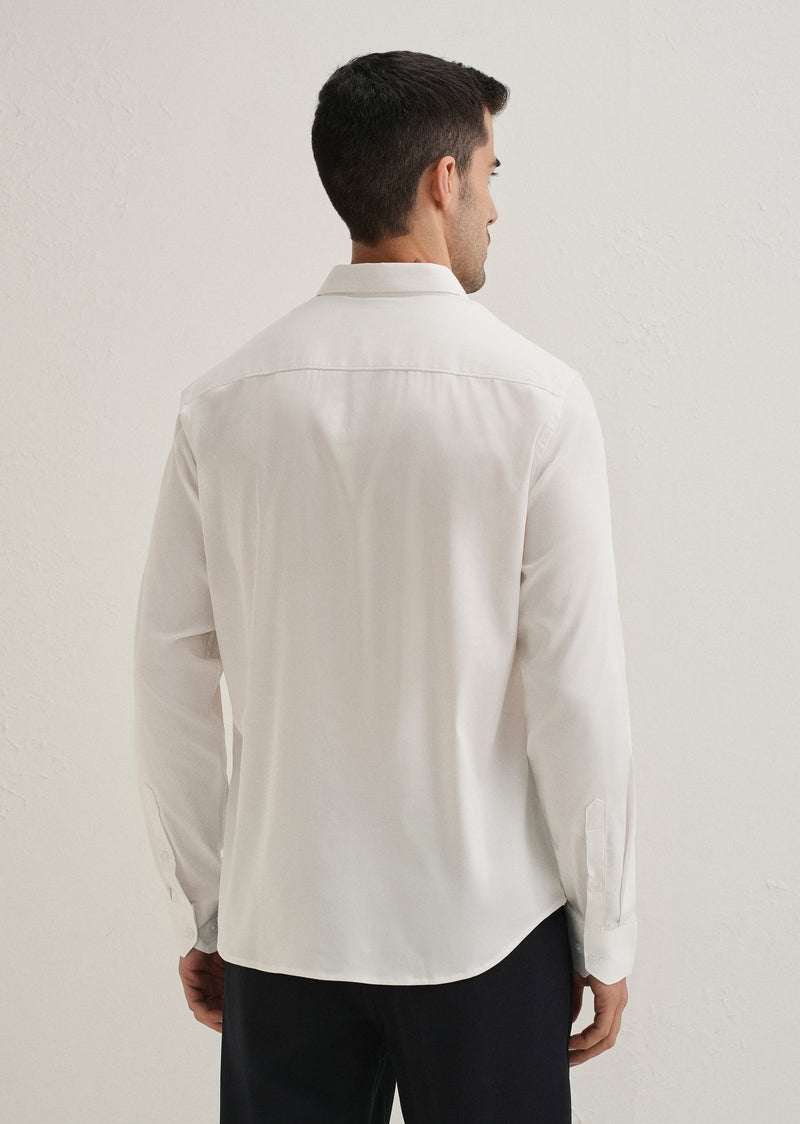 White Blossom Embroidered Designer Shirt