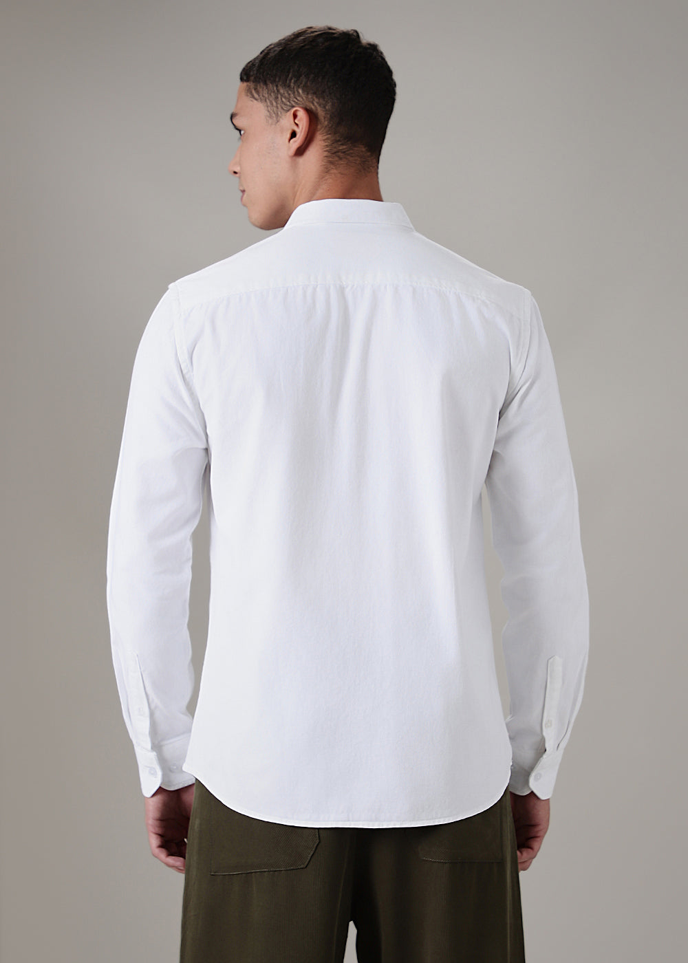 White Plain Cotton Single Pocket Shirt