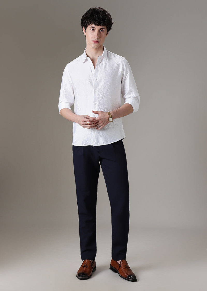 White Plain Crushed Satin Shirt
