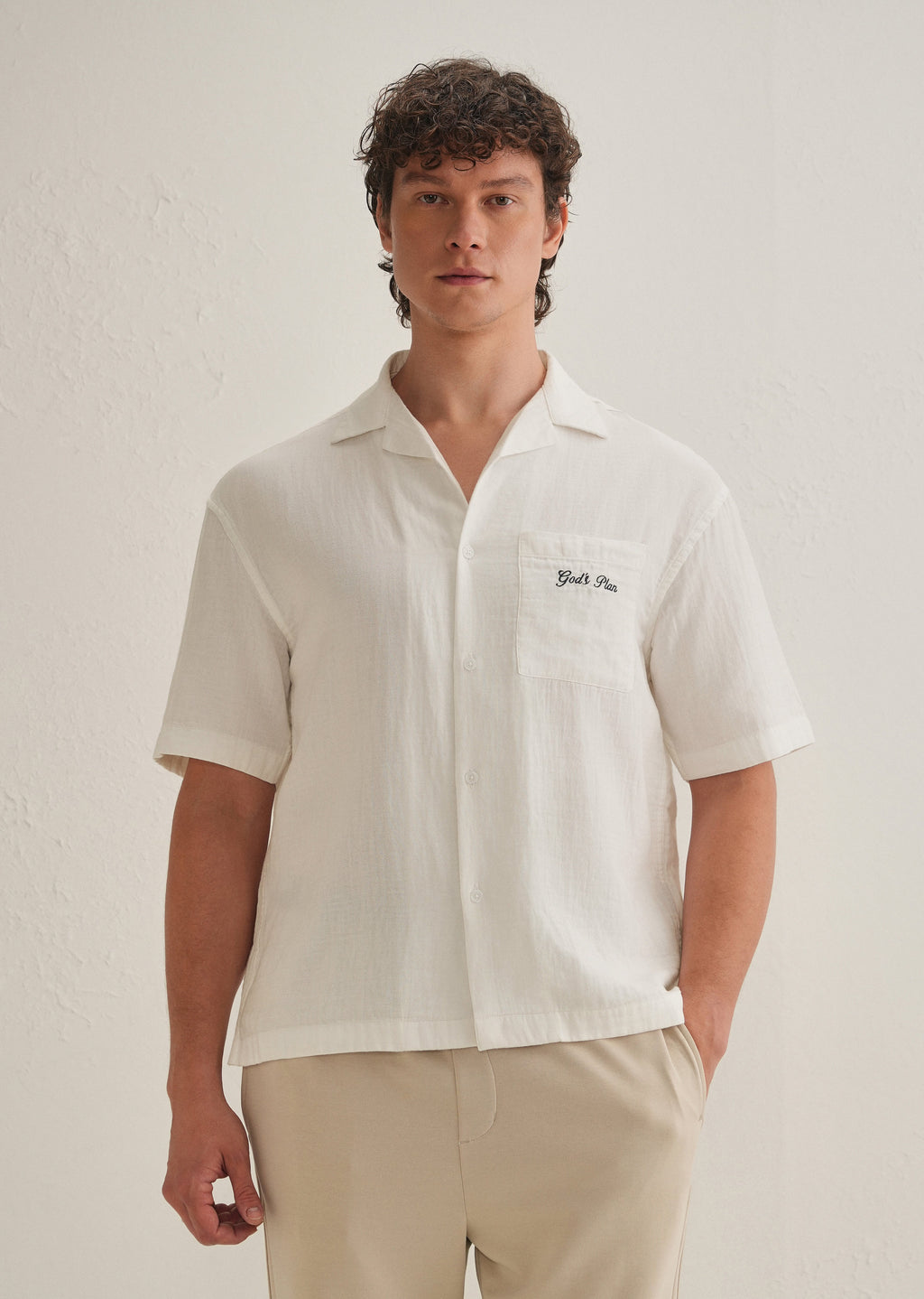 White Embroidered Double Cloth Cotton Shirt