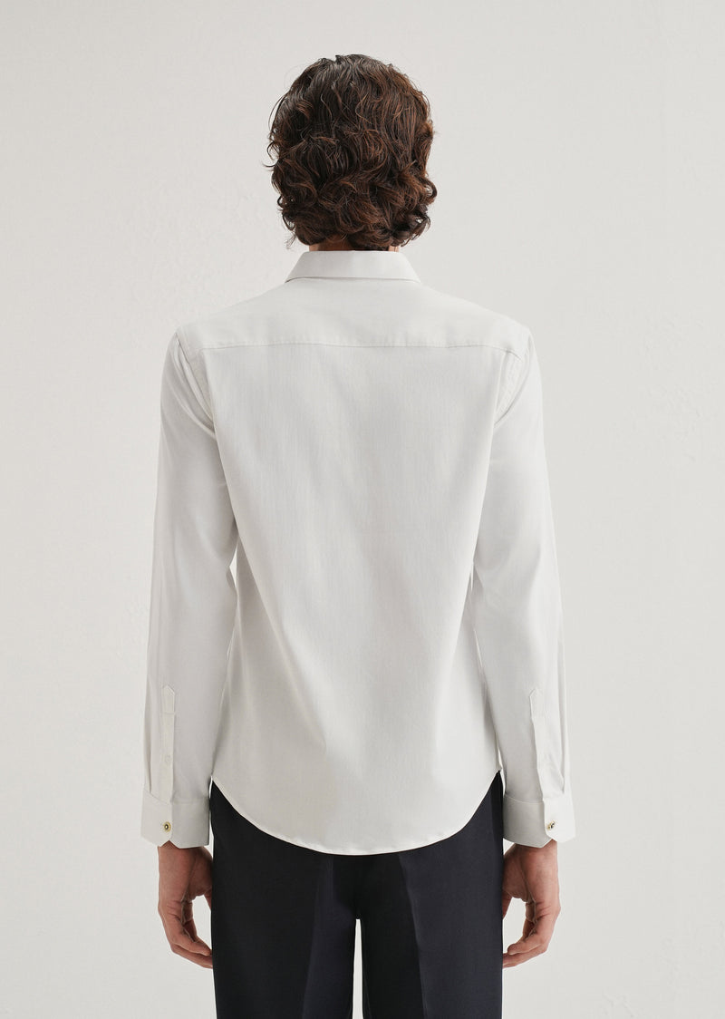 White Glossy Gold Embellished Button Shirt
