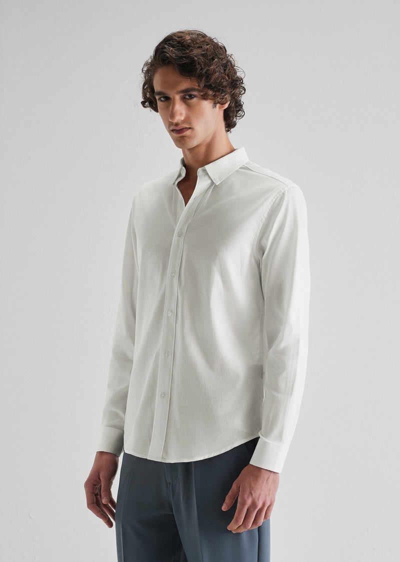 White Plain Blended Cotton Regular Fit Shirt