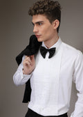 White Pleated Designer Shirt