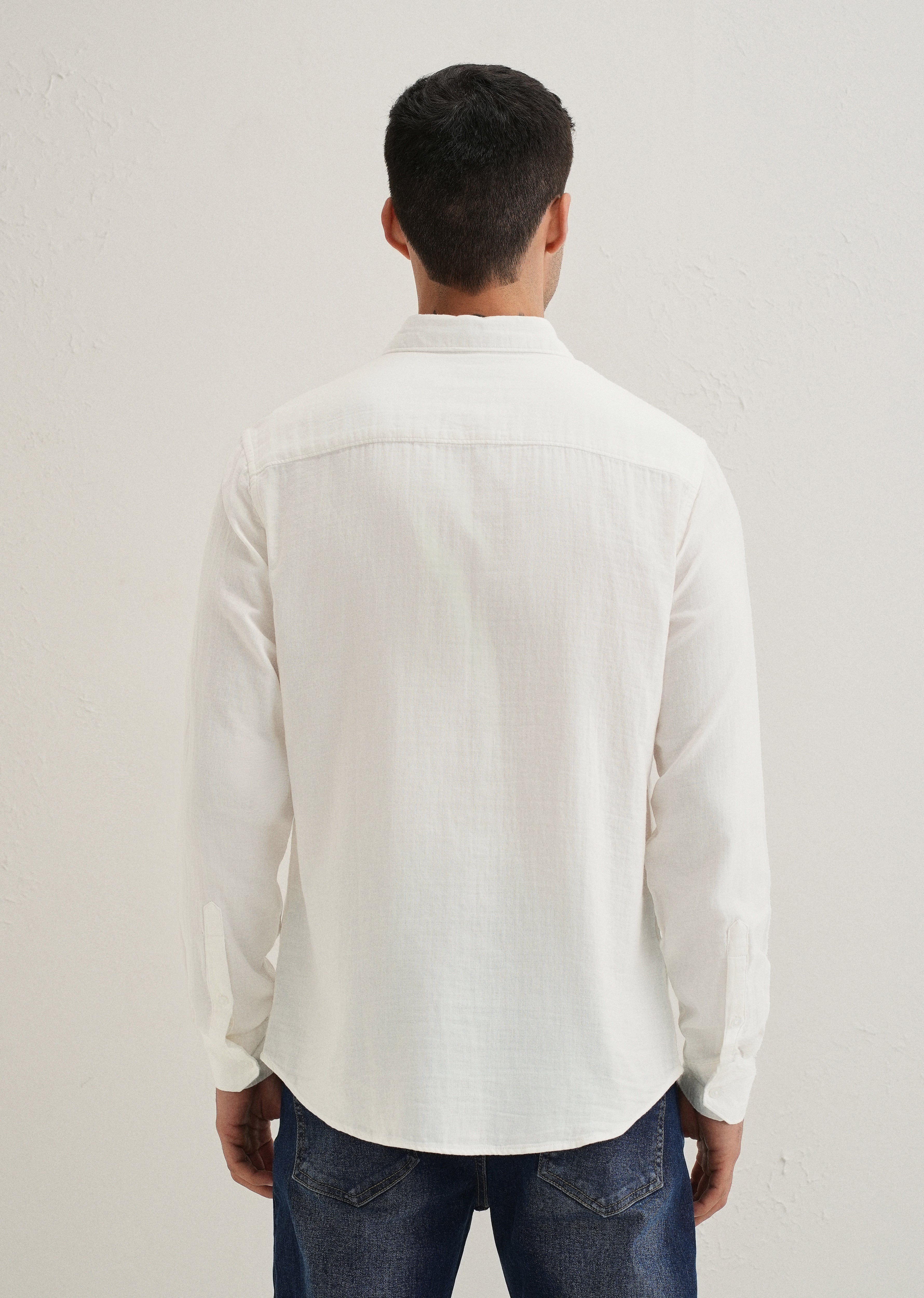 White Double Cloth Cotton Shirt