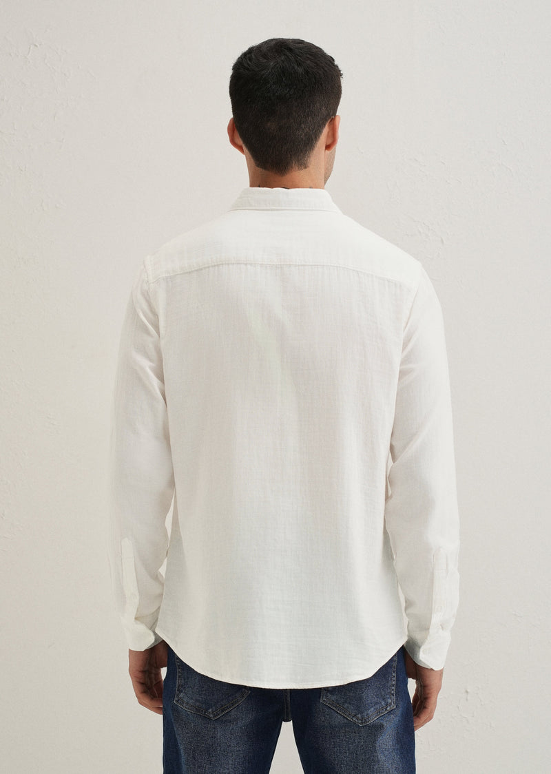 White Double Cloth Cotton Shirt