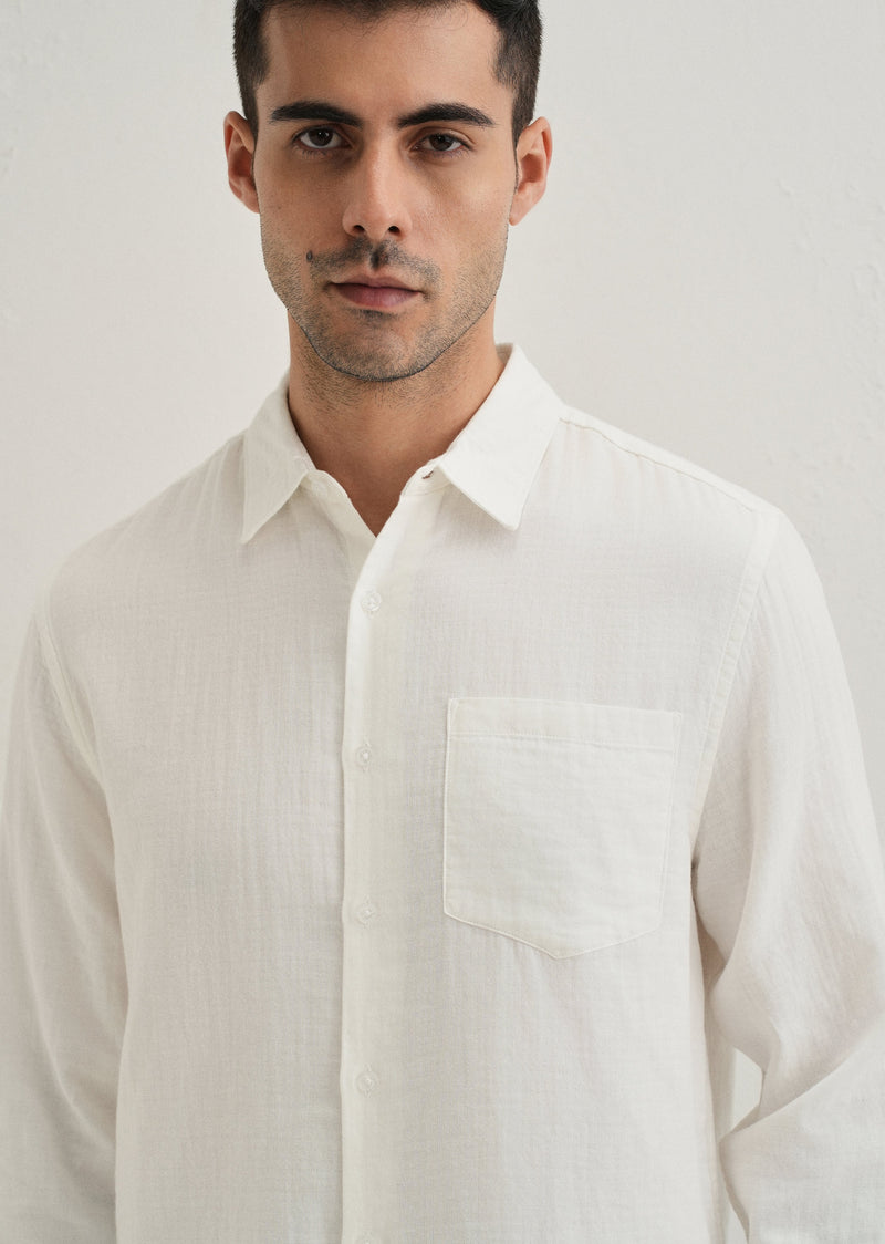 White Double Cloth Cotton Shirt