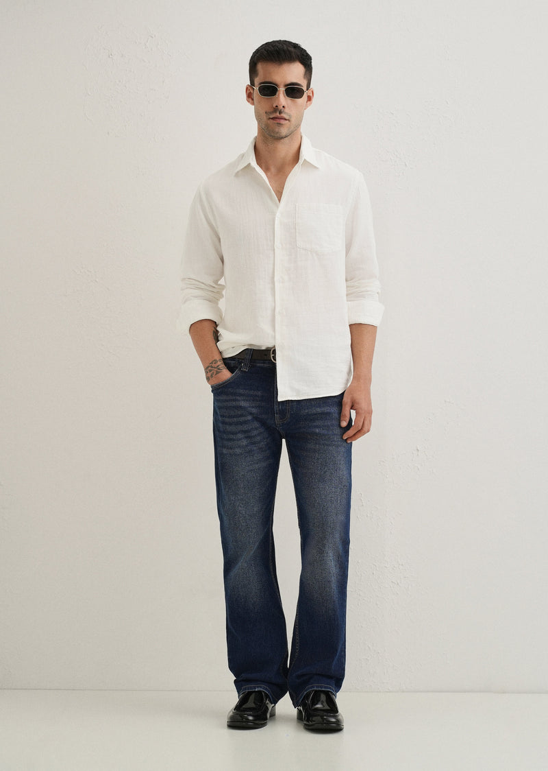 White Double Cloth Cotton Shirt