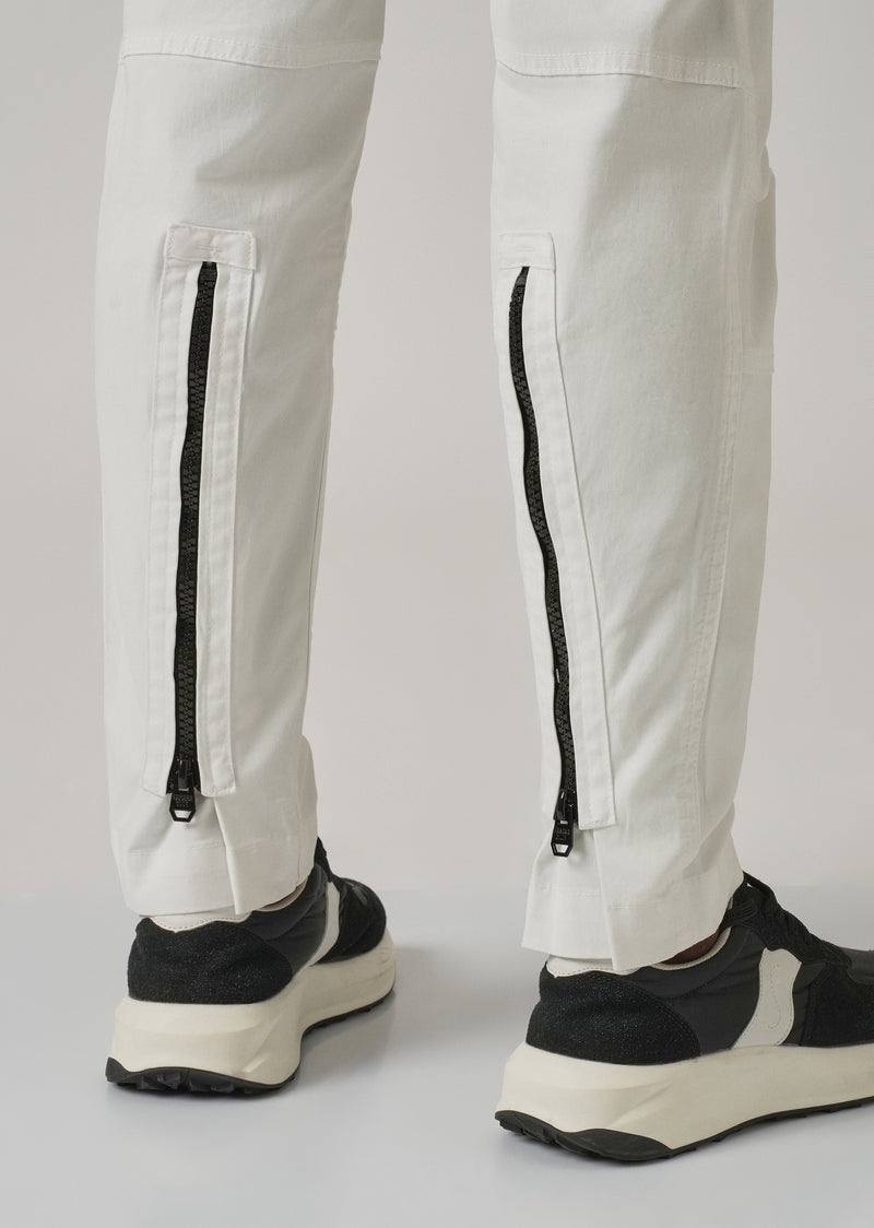 White Zipper Cargo Pant