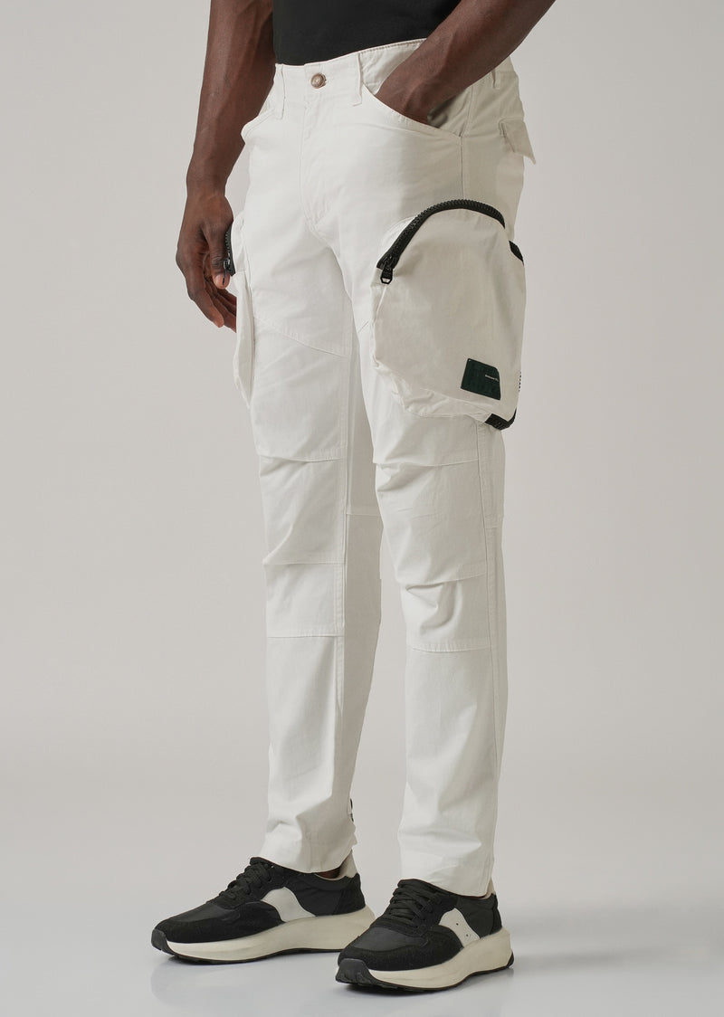 White Zipper Cargo Pant