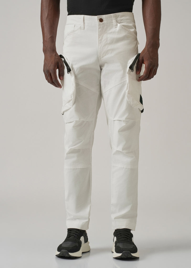 White Zipper Cargo Pant