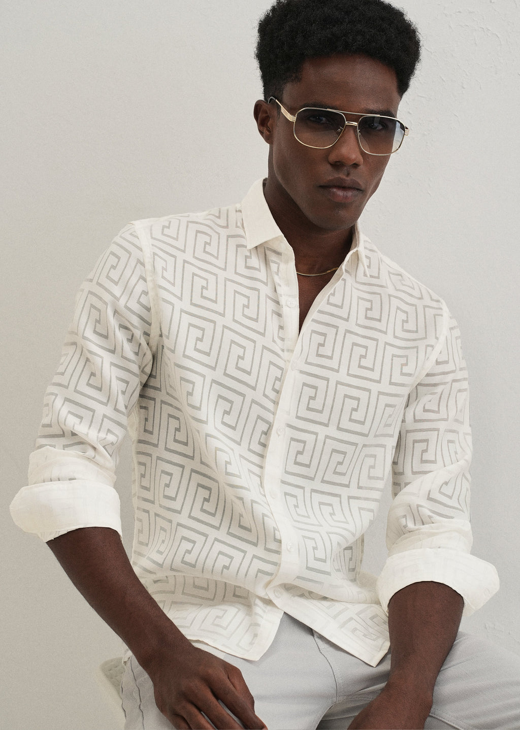 White Laser Cut Shirt