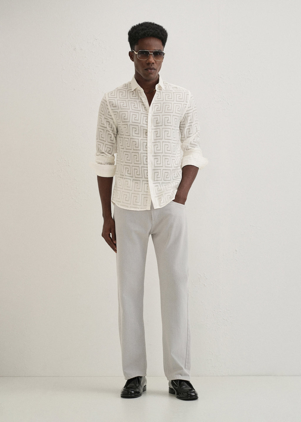 White Laser Cut Shirt