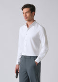 White Cotton Stretch Plain Shirt