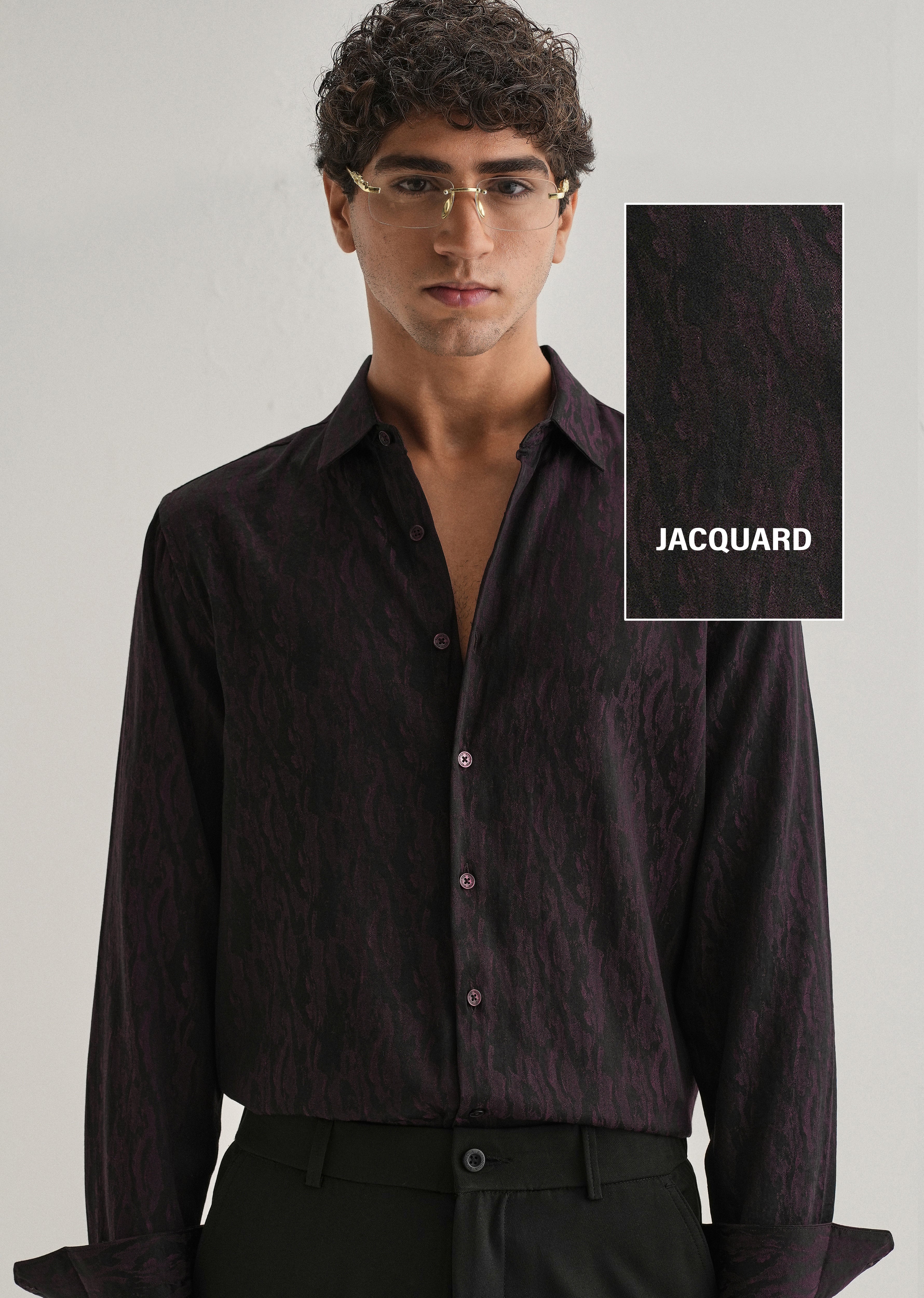 Wine Abstract Jacquard Shirt