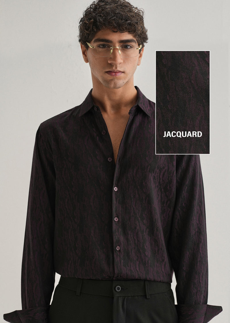 Wine Abstract Jacquard Shirt