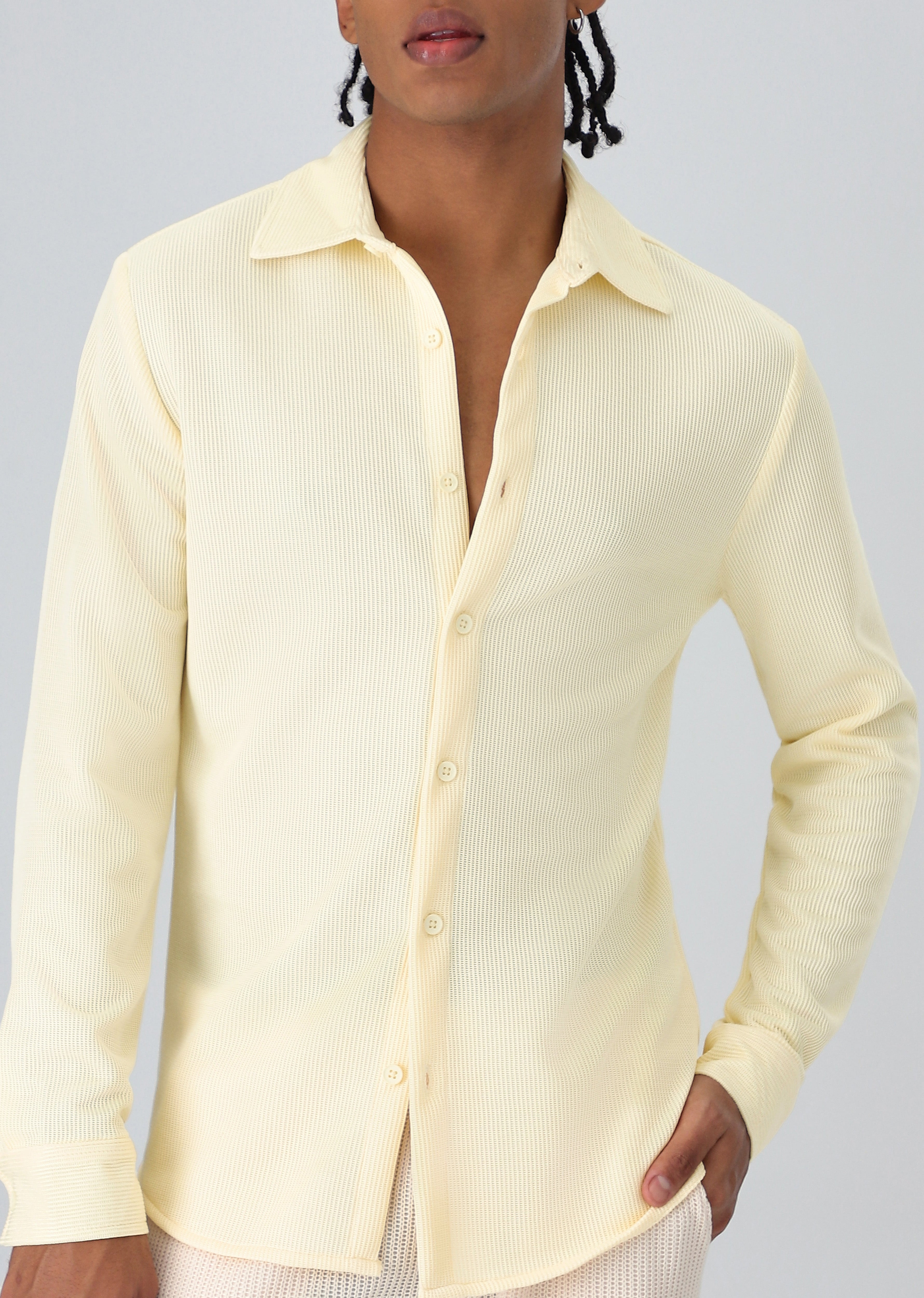 Yellow Plain Knitted Shirt