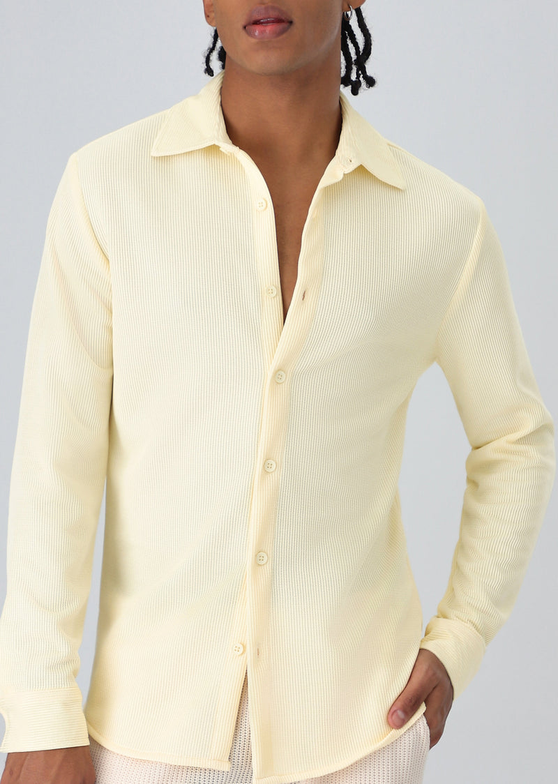 Yellow Plain Knitted Shirt