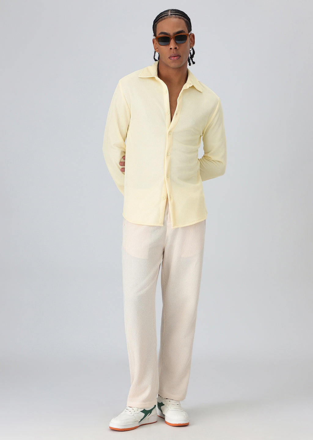 Yellow Plain Knitted Shirt