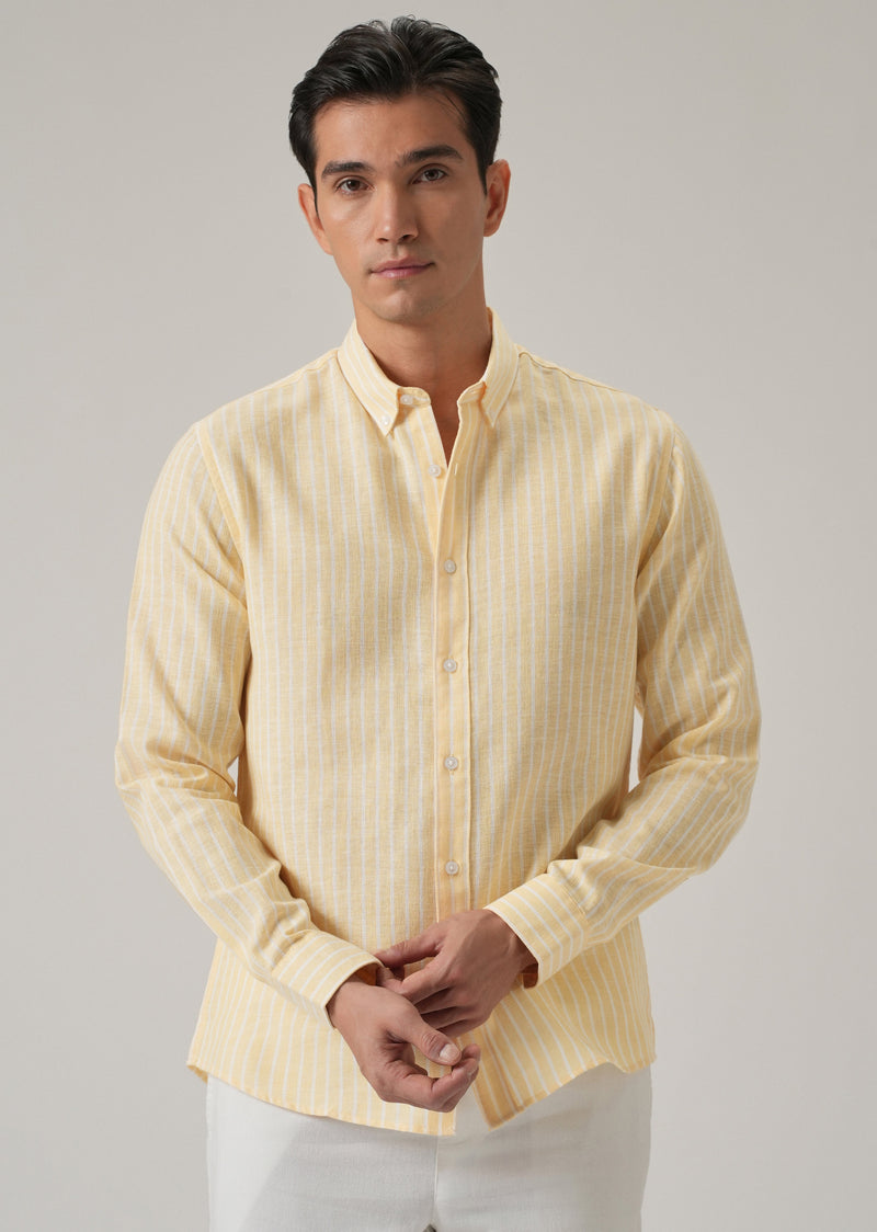 Yellow Stripe Linen Shirt
