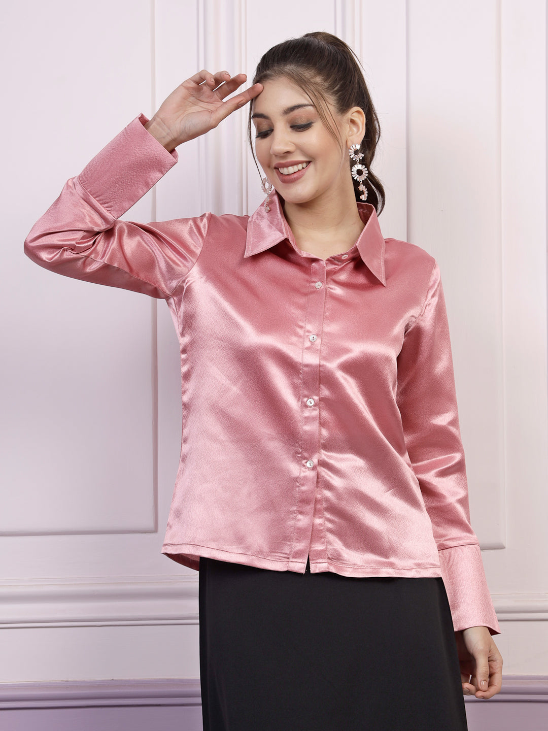 Athena Long-Sleeves Satin Casual Shirt