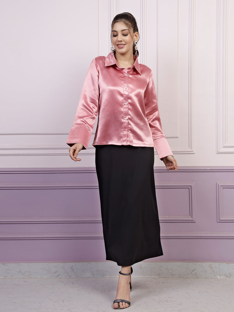 Athena Long-Sleeves Satin Casual Shirt