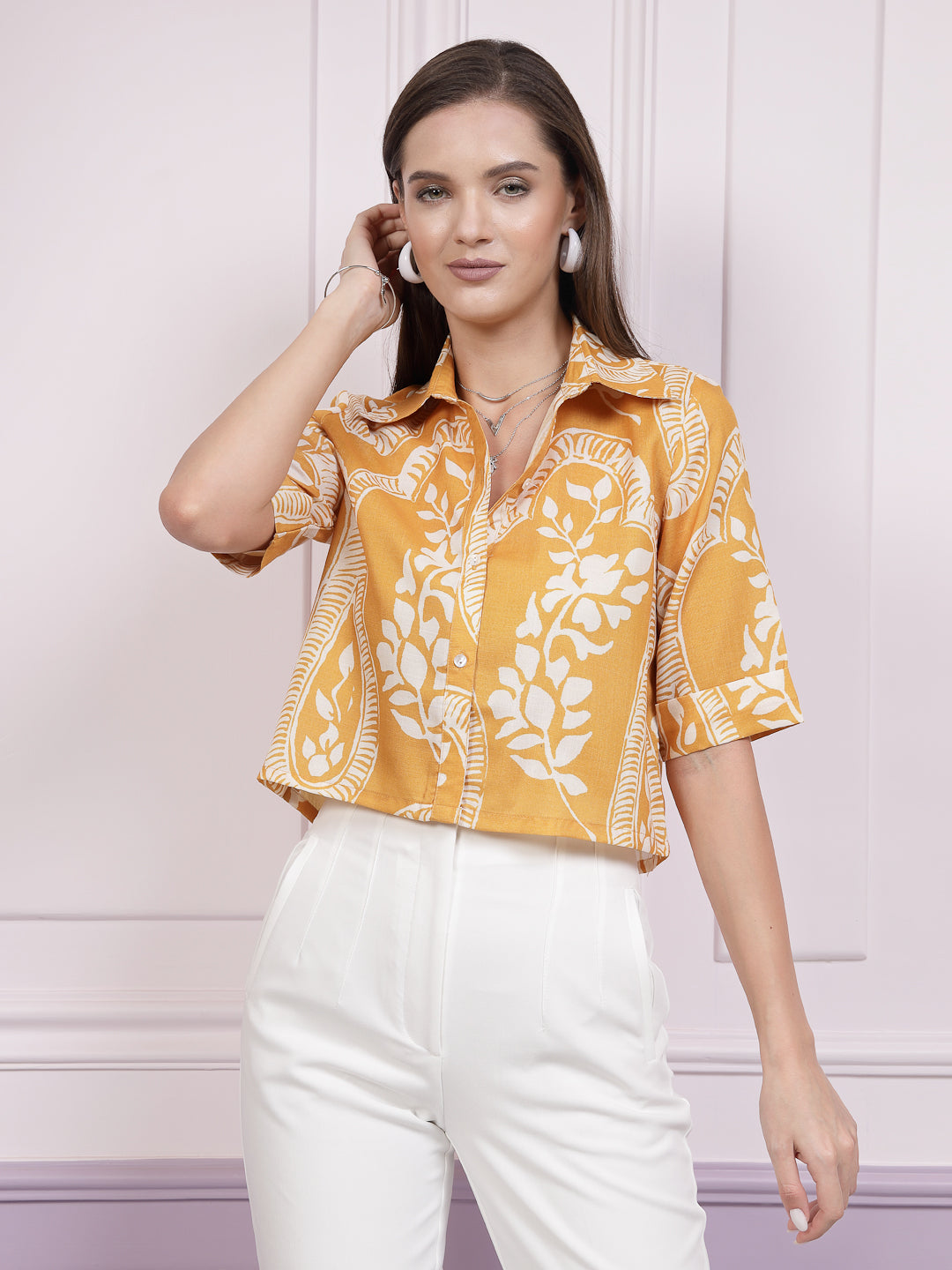 Athena Floral Printed Shirt-Style Top