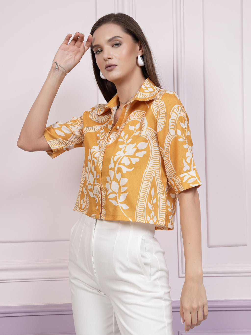 Athena Floral Printed Shirt-Style Top