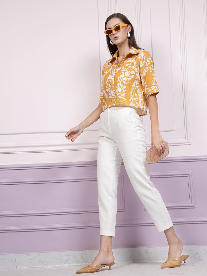 Athena Floral Printed Shirt-Style Top