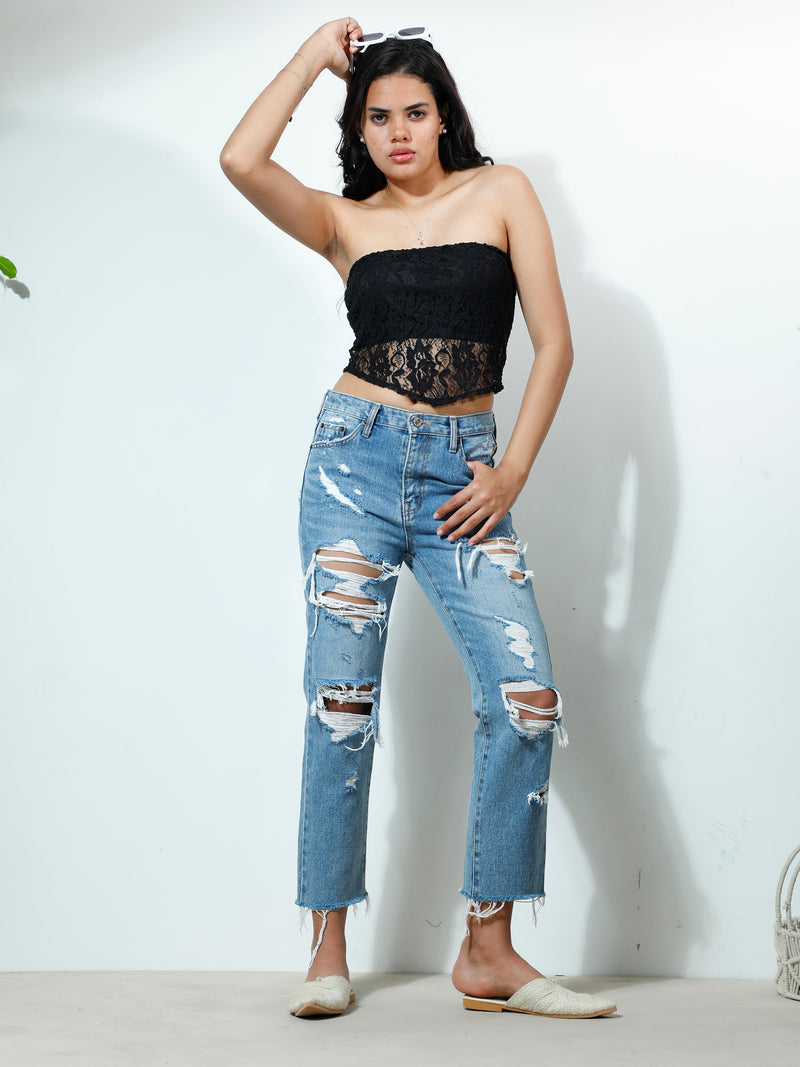 Athena Unapologetic Floral Lace Crop Top