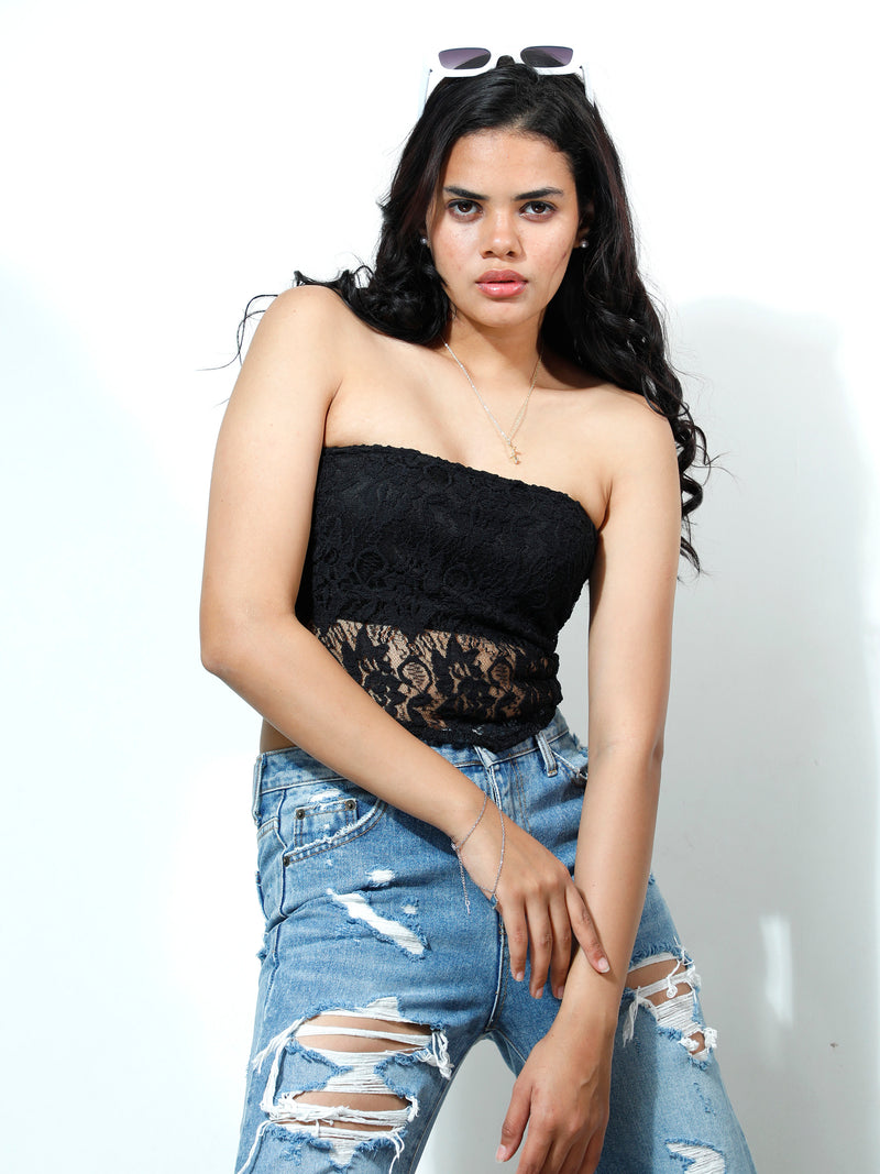Athena Unapologetic Floral Lace Crop Top