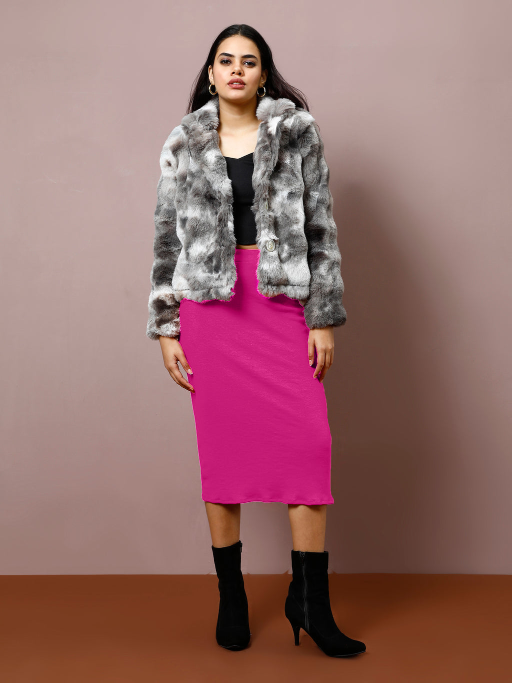 Athena Women Ribbed Pencil Midi Skirt