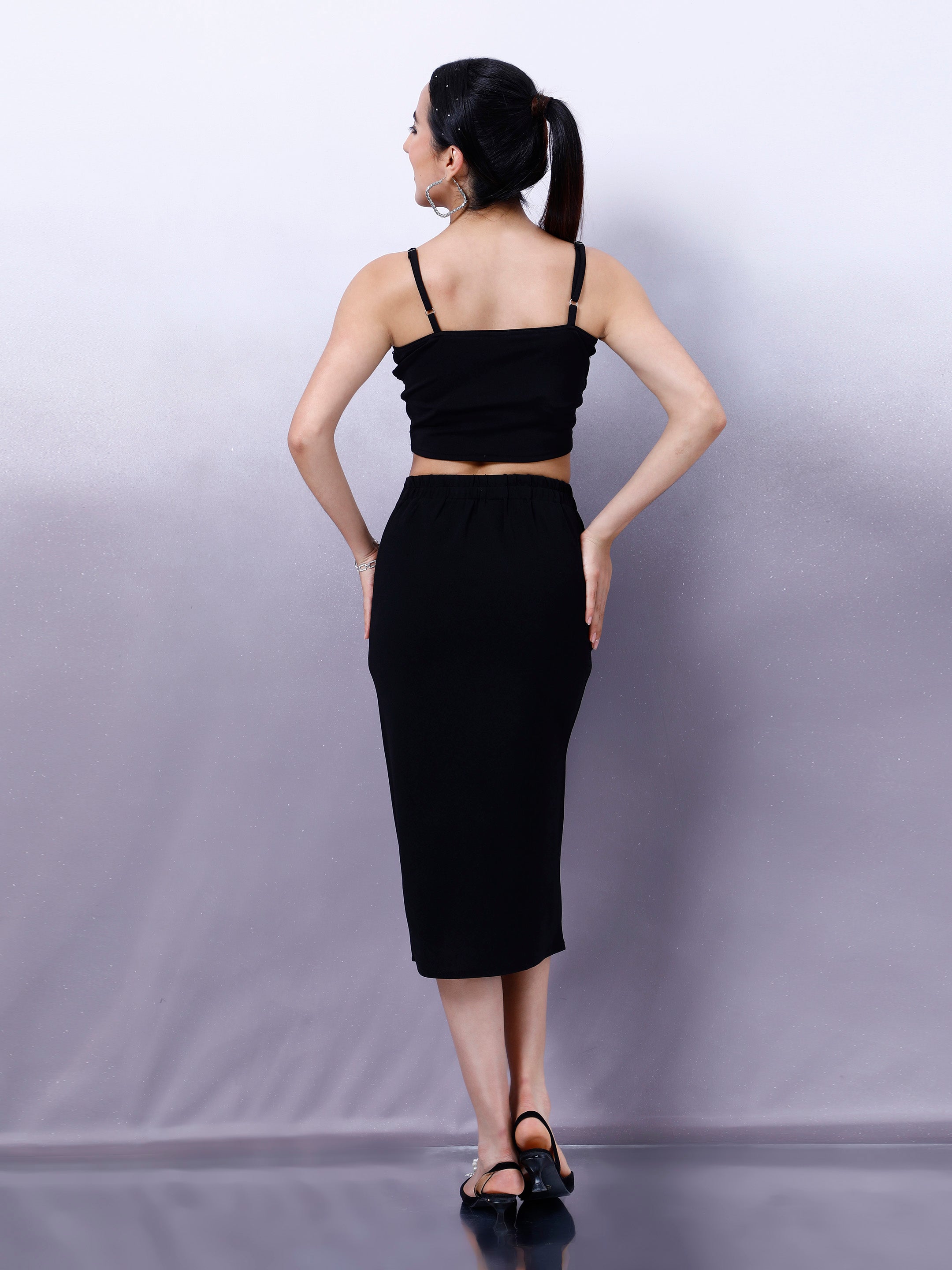 Athena Embellished Front Slit Pencil Skirt