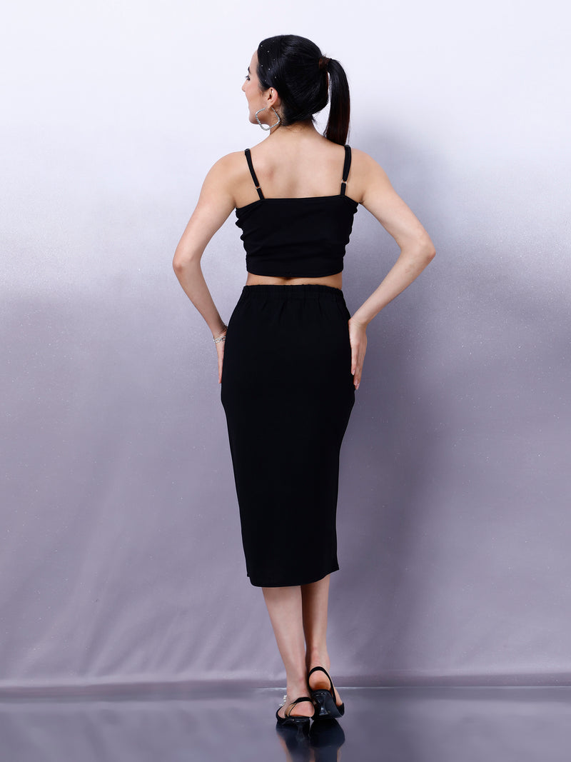Athena Embellished Front Slit Pencil Skirt