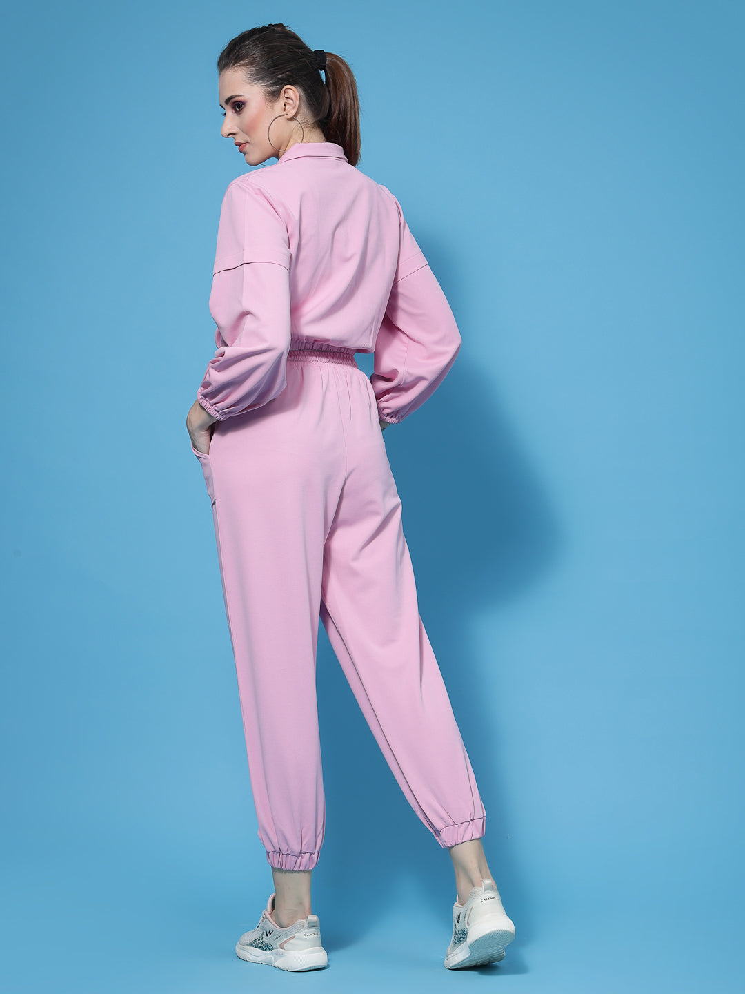 Athena Women Pink Solid Co-Ords Set