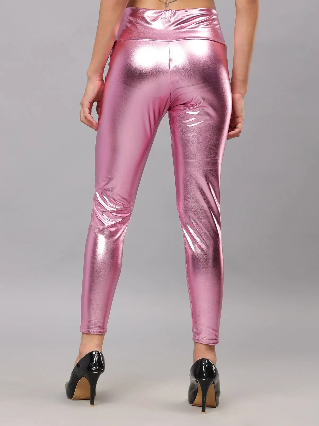 Metallic Shimmer Leggings - Pink