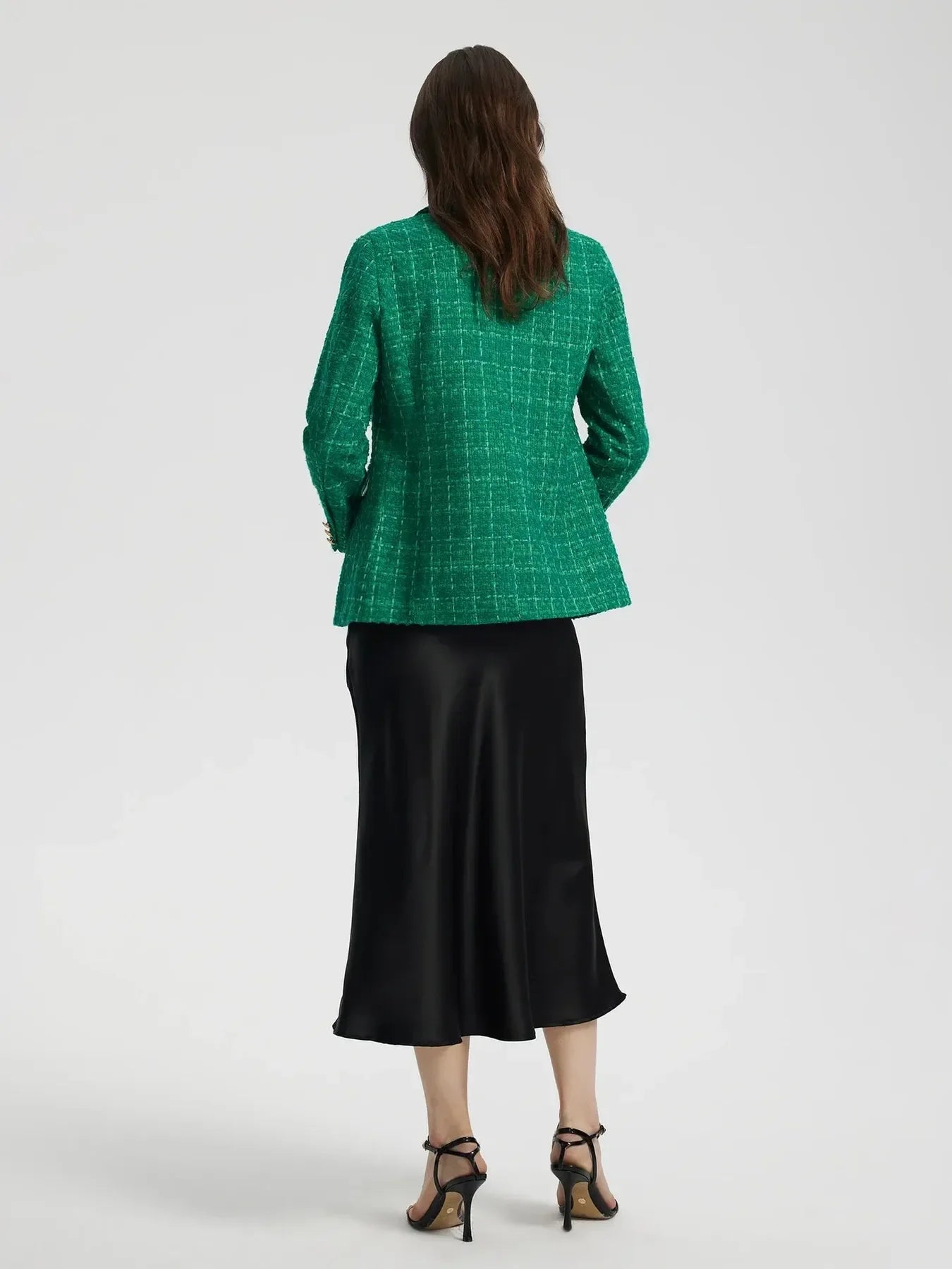 Plaid Tweed Blazer - Green
