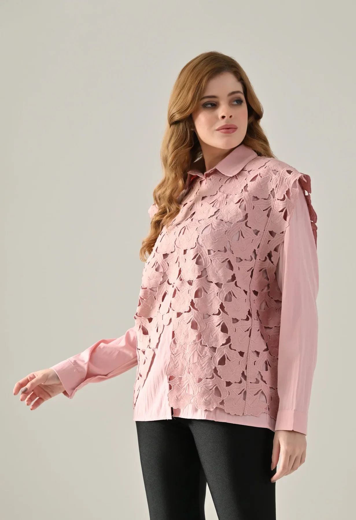 Dual Charm Layered Shirt - Pink