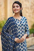 Off White Ethnic Motifs Printed Suit Set - Off White