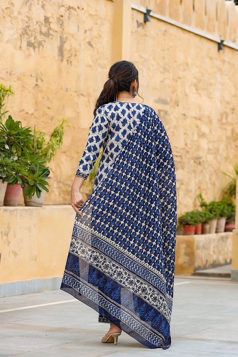 Off White Ethnic Motifs Printed Suit Set - Off White