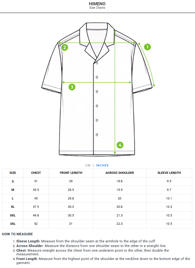 Size chart - product:himeno