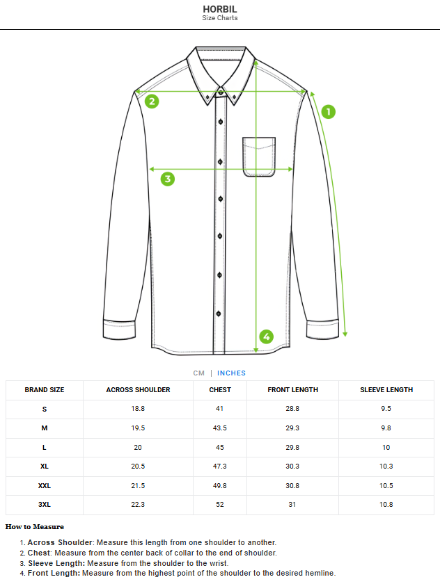Size chart - product:horbil