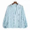 Marianna Premium Eyelet Blouse - Blue